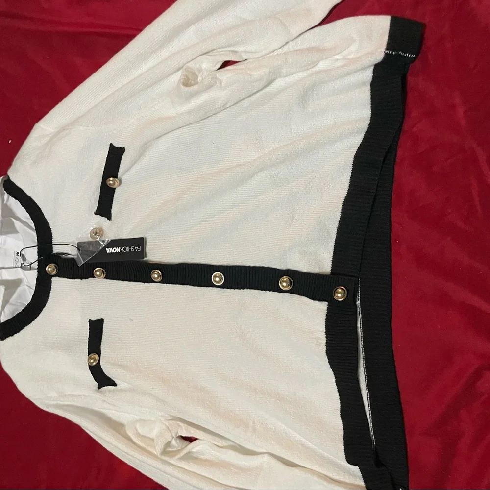 Fashion Nova Black and White Knit Cardigan - Picture 4 of 4